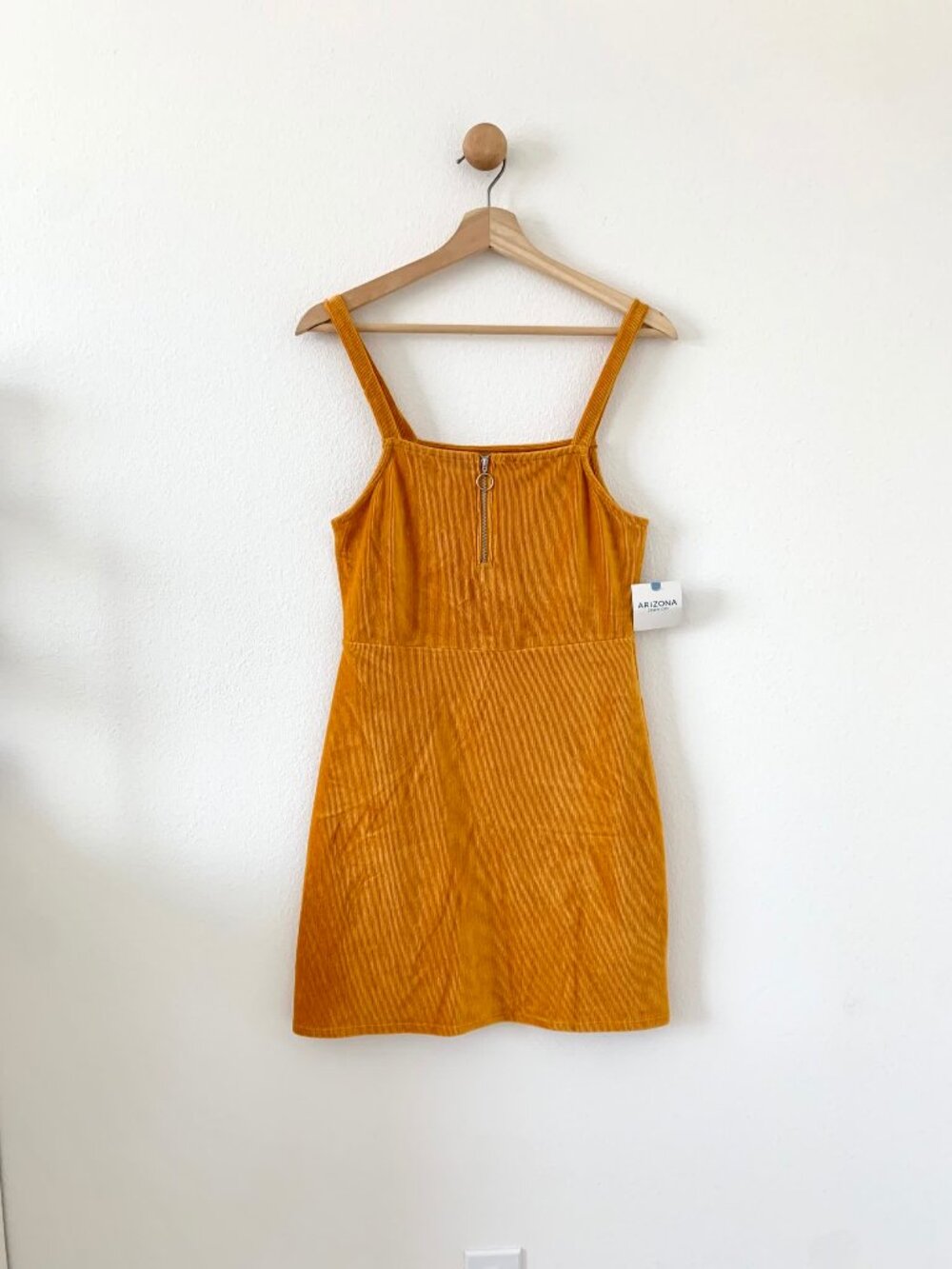 Arizona Yellow Corduroy Velvet Sleeveless Mini Dress Medium